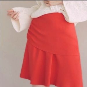 Massimo Dutti Ruched Side Layered Flare Mini skirt red